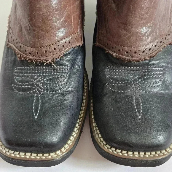 Verthali exotic black leather cowboy boots boys size 2 - Picture 6 of 15